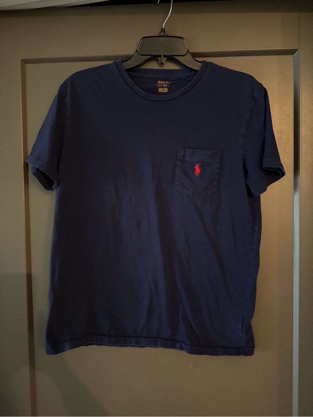 Polo by Ralph Lauren Navy Pocket Crew Neck T-Shirt Red Pony size Medium